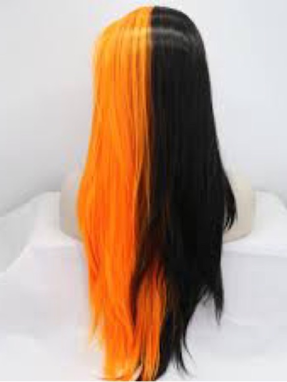 Spirit Two-Tone Black and Orange Split-Style Wig - Picture 7 of 8